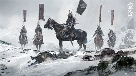 Samurai Warriors on Horseback - HD Fantasy Wallpaper by David Benzal