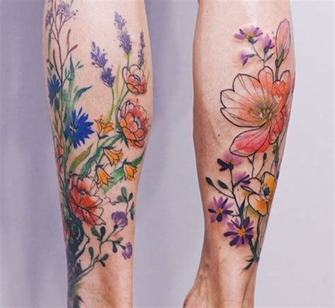 Wild Flower leg tattoos. Love love love it!! | Flower leg tattoos ...