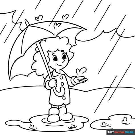 Rainy Day Coloring Page | Easy Drawing Guides