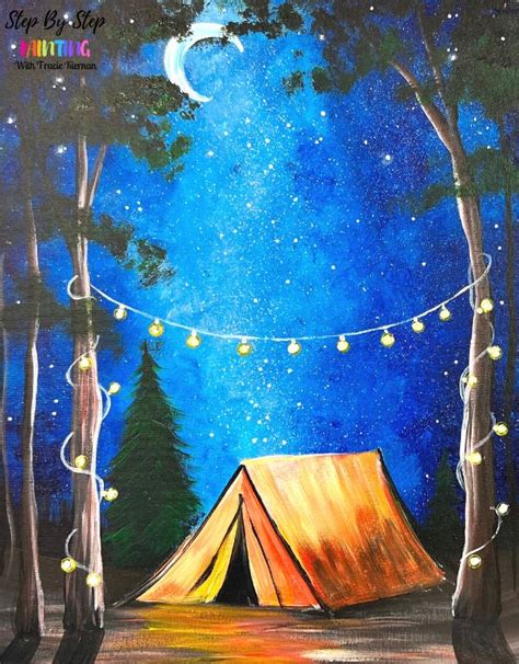 How To Paint "Let's Go Camping" Acrylic Painting Tutorial Summer ...