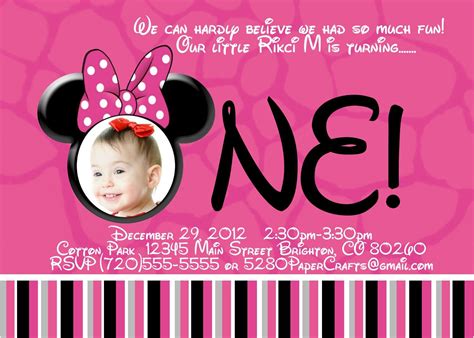 Minnie Mouse Wording On Invites