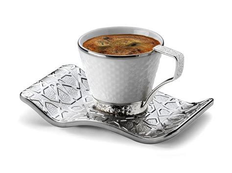 Luxury Silver Color Turkish Coffee Cup Set For Six Person - Traditional ...