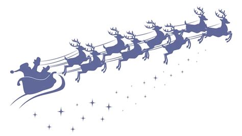 Premium Vector | Silhouette of santa claus riding on reindeer sleigh