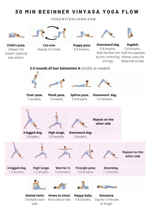 30 min Beginner Vinyasa Yoga Flow.pdf | Yoga flow, Vinyasa yoga, Vinyasa yoga sequence