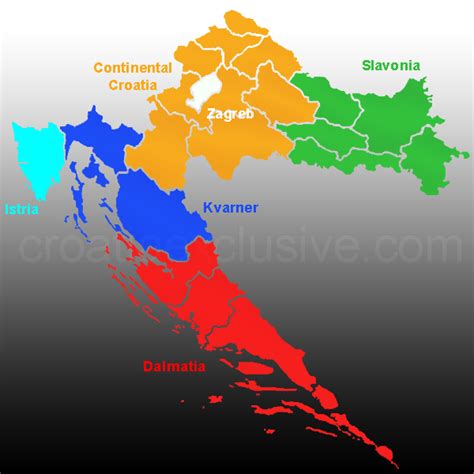 Croatian Regions | Regions in Croatia | Map of Croatian Regions