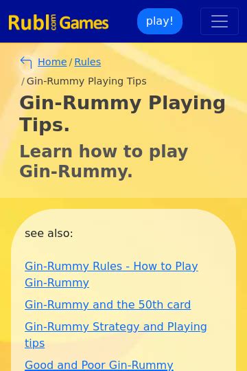 Gin-Rummy Tips. Essential Gin-Rummy Strategy - learn to play