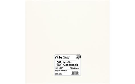 PA Paper Accents Linen Cardstock 12" x 12" Bright White, 80lb colored cardstock paper for card ...