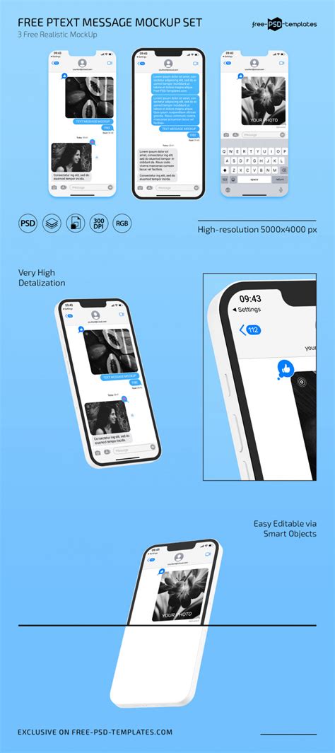 Free Text Message Mockup Set – Free PSD Templates