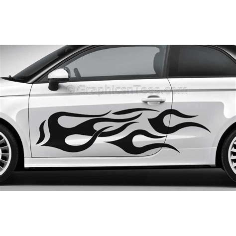 Car Graphics : Flames Custom Car Stickers Vinyl Graphic Decals x 2 - Large