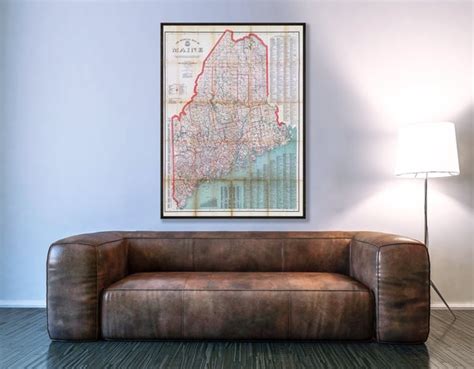 Vintage Maine Map Old Map of Maine Maine State Home Decor - Etsy