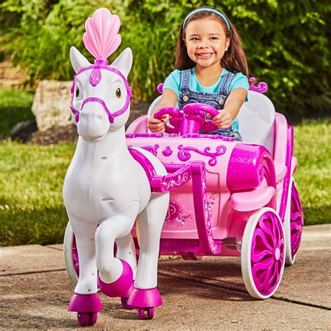 Disney Princess Royal Horse and Carriage Girls 6V Ride-On Toy by Huffy ...