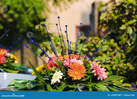 Wedding Stage of Flowers Disign Stock Image - Image of bloom, flower: 141891987