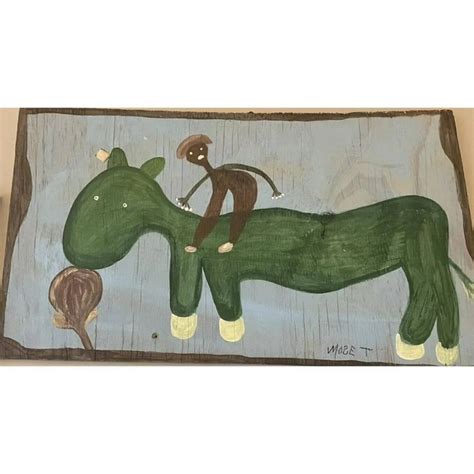 Mose Tolliver Signed Original Very Old Self Portrait On The Bull Folk Art Mose T (#0057) on Aug ...