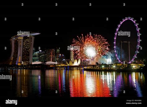 Fireworks over Marina bay in Singapore Stock Photo - Alamy