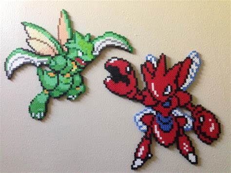 Scyther and Scizor perler | Pokemon bead, Hama beads pokemon, Pokemon cross stitch