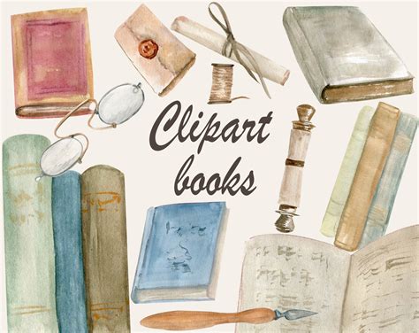 Watercolor Vintage Book Clipart, Books PNG - Etsy