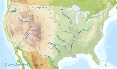 United State Map With Rivers - Retha Charmane