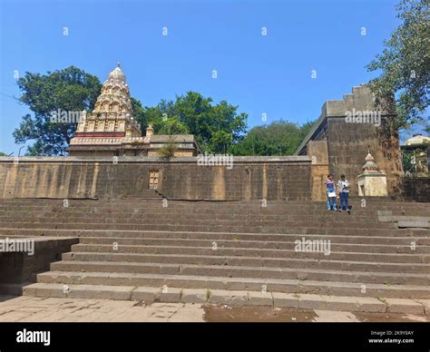 Wai, Maharashtra, India, 30 October 2022, Temple on Krishna Ghat, Bank of Krishna river ...