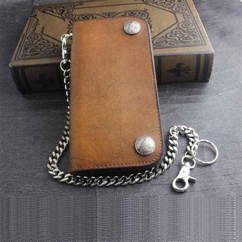 Genuine Leather Mens Chain Wallet Biker Wallet Cool Leather Wallet Lon – iwalletsmen