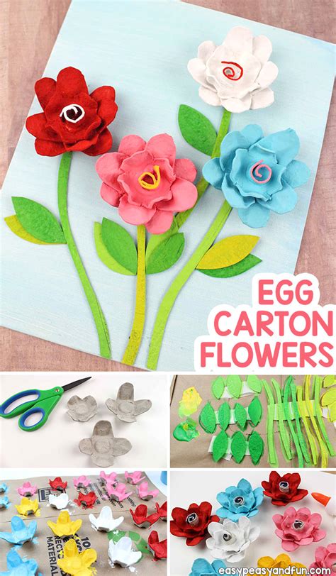 Egg Carton Flowers - Recycled Egg Carton Crafts - Easy Peasy and Fun