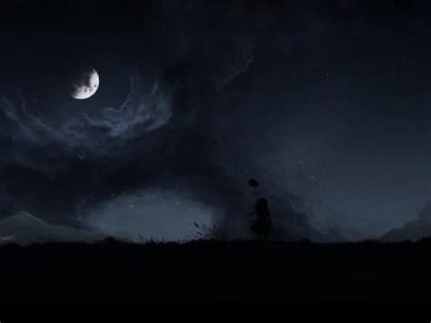 In the night, artistic, stars, moon, anime, black, sky, night, HD wallpaper | Peakpx