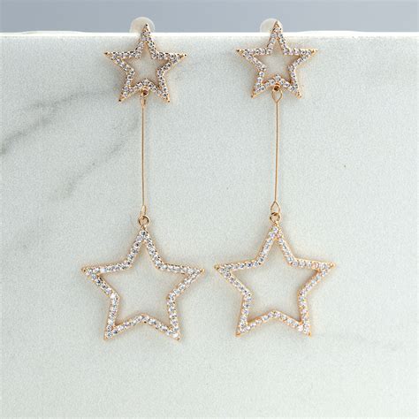 Star Earrings Large Star Dangle Earrings Celestial Earring - Etsy