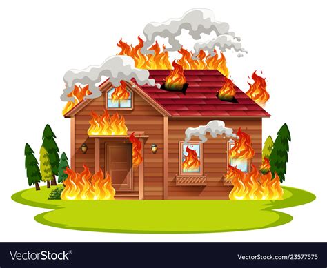 Cabin wooden house on fire Royalty Free Vector Image