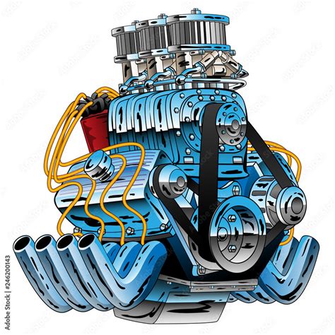 Hot Rod Race Car Dragster Engine Cartoon Vector Illustration Stock Vector | Adobe Stock