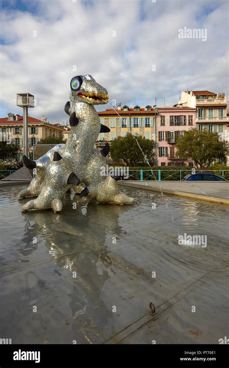 Loch Ness Monster Sculpture and Fountain by Niki de Saint in front of the Museum of Modern and ...