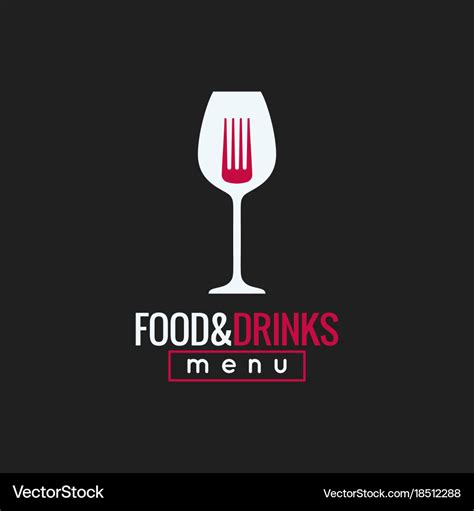 Food and drink logo design wine glass and fork Vector Image