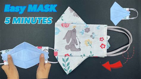 NEW STYLE 5 Minutes FACE MASK 2 in 1 with 3 Layers and Easy Sewing Face ...