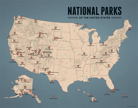 US National Parks Map 11x14 Print - Walmart.com