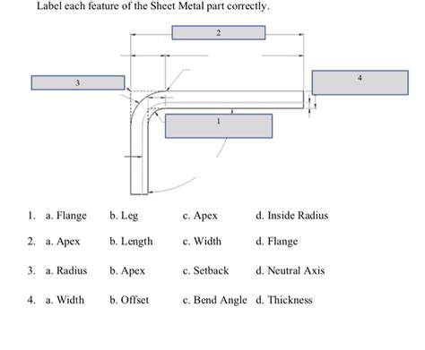 Solved Label each feature of the Sheet Metal part correctly. | Chegg.com