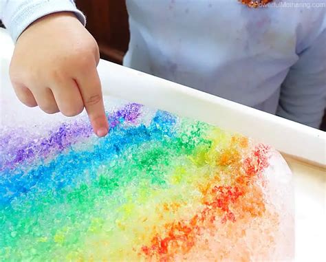 Rainbow Melting Ice Experiment for Preschool Children