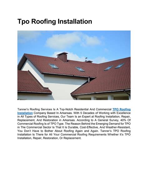 Tpo Roofing Installation by Mark Oliver - Issuu