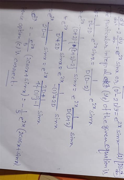 A particular integral of the differential equation