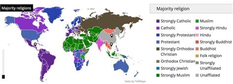 A Map Of The Most Common Religion In Each Country - Flytrippers