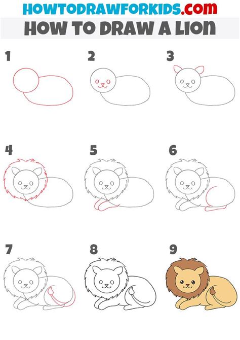 How to Draw a Lion - Easy Drawing Tutorial For Kids | Cute easy drawings, Lion drawing simple ...