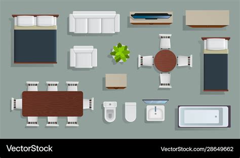 Top View Furniture Vectors - IMAGESEE