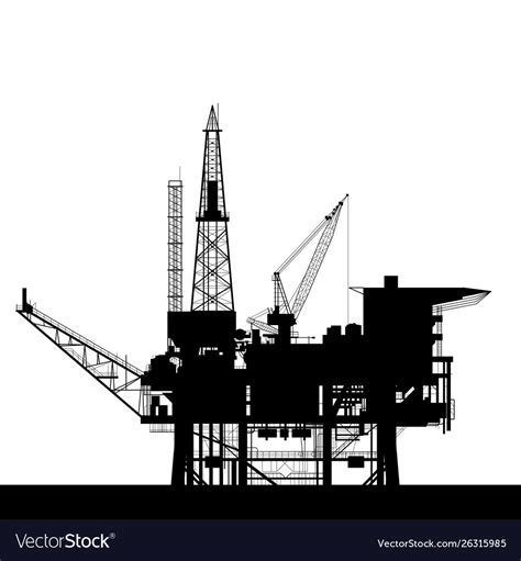 Sea oil platform icon - rig silhouette Royalty Free Vector