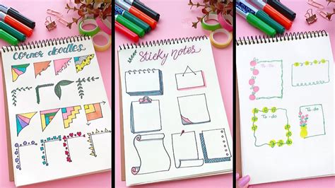 Sticky Notes Decorations, Doodle Fram & Assignment Front page Decorations idea #diy