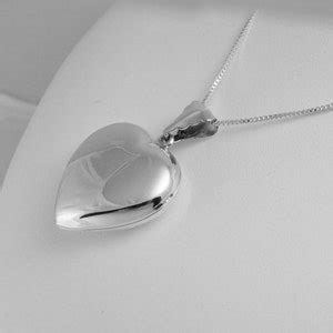 Custom Engraved Locket Personalized Sterling Silver Large Rounded Heart Locket 1 Inch Hand ...