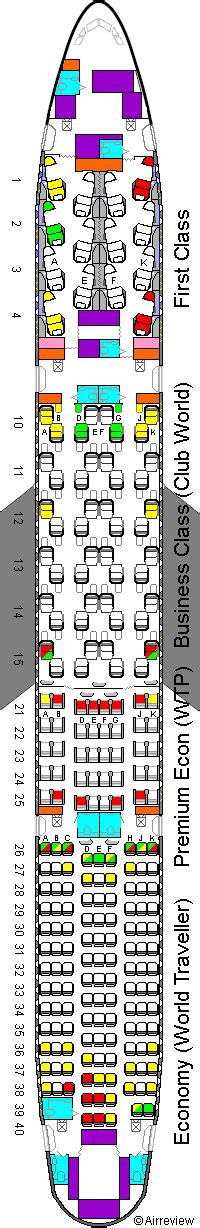 British Airways 777 seat plan - 14F version - British Airways Boeing 777-200ER seating plan ...