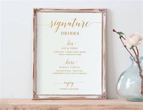 Signature Drink Sign Template