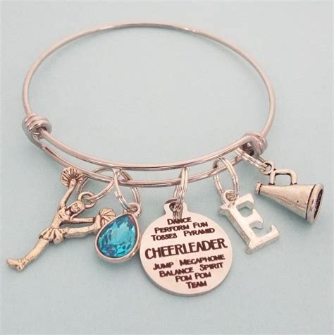 Cheerleader Personalized Charm Bracelet, Cheerleading Gift for Girl, Teenage Girl Custom ...