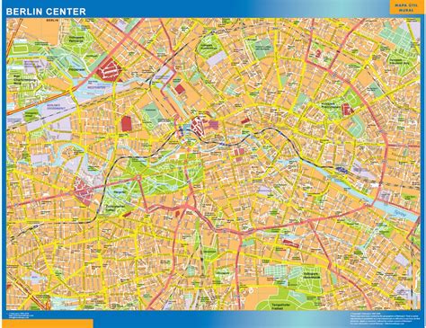 Berlin downtown wall map | Wall maps of countries of the World