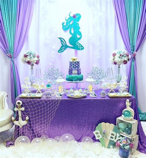 🐚💜Mermaid Babyshower💜🐚 decorated by us @supartycreations Cake & Sweets by @imagi… | Mermaid baby ...