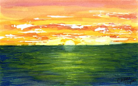 Watercolor Ocean Sunset at GetDrawings | Free download