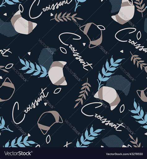 Tasty homemade croissant graphic seamless pattern Vector Image