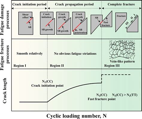 Schematic diagrams of fatigue-failure process, fatigue-fracture ...